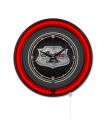 Indian Motorcycle Metal Shield 15" Black Case Red Neon Clock