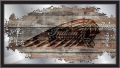 Indian Motorcycle Collectors Mirror with distrressed Flag Barn Wood and Indian Headdress