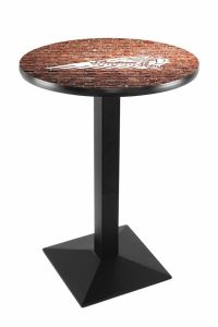Indian Motorcycle Head Logo Black Wrinkle L217 Pub Table with Brick Wall
