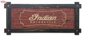 Indian Motorcycle Simple Logo Sign with Wood Frame