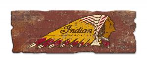 Indian Motorcycle Brick-Textured Sign with Uneven Edge