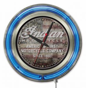 Indian Motorcycle American Flag Logo 15" Neon Clock