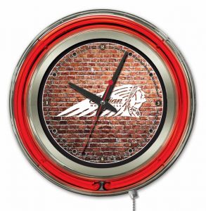 Indian Motorcycle Brick Wall Red Neon Clock