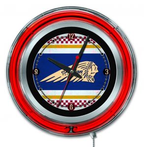 Indian Motorcycle Cafe Racer Logo 15" Red Neon Clock