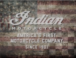 Indian Motorcycle American Flag Printed Canvas Art