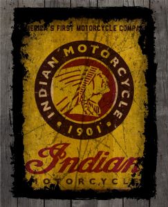 Indian Motorcycle Rustic Sign Printed Canvas Art
