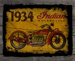 Indian Motorcycle Series 402 Rustic Sign Printed Canvas
