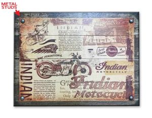 Indian Motorcyle Retro Collage Sign
