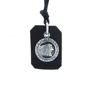 Indian Headdress Coin and Leather Tag Pendant