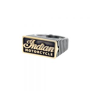 Indian Script Motor Fin Two Tone Brass and Silver Ring