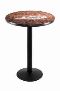 Indian Motorcycle Head Logo Black Wrinkle L214 Pub Table with Brick Wall
