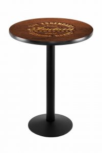 Indian Motorcycle Black Wrinkle L214 Pub Table with Brown Leather