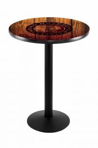Indian Motorcycle Head Logo Black Wrinkle L214 Pub Table with Barn Wood