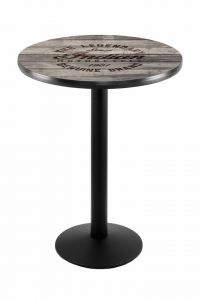 Indian Motorcycle Black Wrinkle L214 Pub Table with Engraved Wood