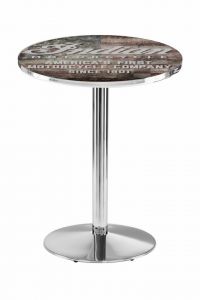 Indian Motorcycle Head Logo Chrome L214 Pub Table with American Flag