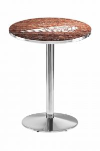Indian Motorcycle Head Logo Chrome L214 Pub Table with Brick Wall