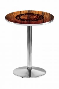 Indian Motorcycle Head Logo Chrome L214 Pub Table with Barn Wood