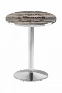 Indian Motorcycle Chrome L214 Pub Table with Engraved Wood