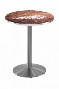 Indian Motorcycle Head Logo Stainless Steel L214 Pub Table with Brick Wall