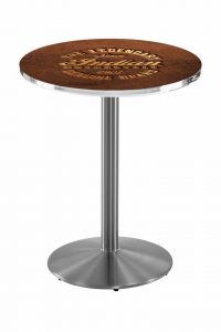 Indian Motorcycle Stainless Steel L214 Pub Table with Brown Leather