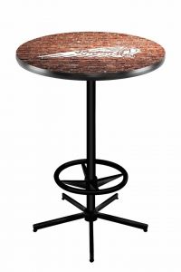 Indian Motorcycle Head Logo Black Wrinkle L216 Pub Table with Brick Wall
