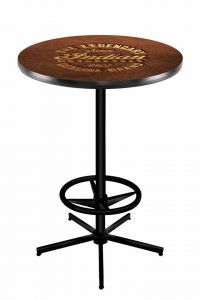 Indian Motorcycle Black Wrinkle L216 Pub Table with Brown Leather