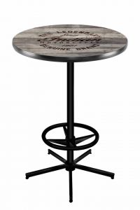 Indian Motorcycle Black Wrinkle L216 Pub Table with Engraved Wood