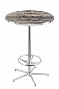Indian Motorcycle Logo Chrome L216 Pub Table with Engraved Wood