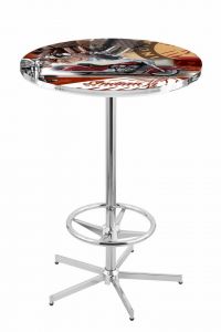 Indian Motorcycle Red Collage Chrome L216 Pub Table