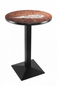 Indian Motorcycle Head Logo Black Wrinkle L217 Pub Table with Brick Wall
