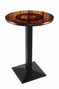Indian Motorcycle Head Logo Black Wrinkle L217 Pub Table with Barn Wood