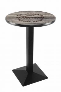 Indian Motorcycle Black Wrinkle L217 Pub Table with Engraved Wood