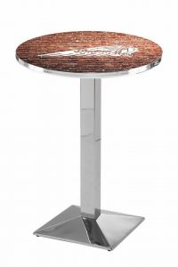 Indian Motorcycle Head Logo Chrome L217 Pub Table with Brick Wall