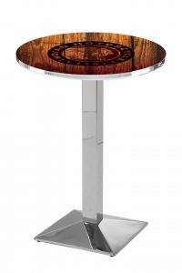 Indian Motorcycle Head Logo Chrome L217 Pub Table with Barn Wood