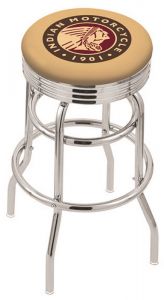 25 L8C1-4 Indian Motorcycle Cushion Seat with Chrome Base Swivel Bar Stool by The Holland Bar Stool Company 