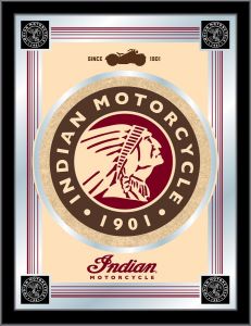 Indian Motorcycle Logo Mirror Tan Background