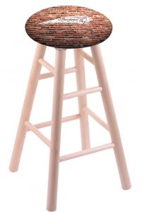 Round Cushion Natural Maple Stool with Brick Wall