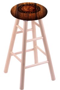 Round Cushion Natural Maple Stool with Barn Wood
