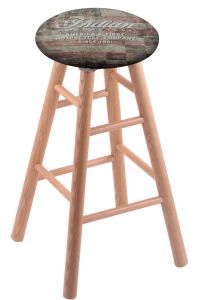 Round Cushion Natural Oak Stool with American Flag