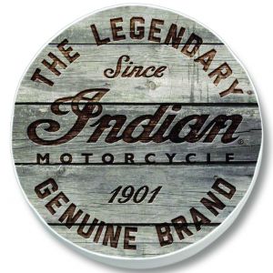 Indian Motorcycle Legendary Motto on Distressed Wood White Vinyl Tire Cover