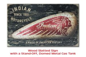 Indian Motorcycle Stand-Off Domed Metal Gas Tank Sign