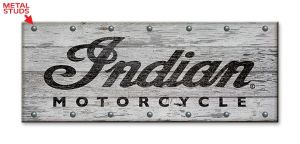 Indian Motorcycle Whitewashed Wood Slated Sign