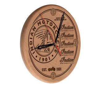 Indian Motorcycle Laser Engraved Wood Clock